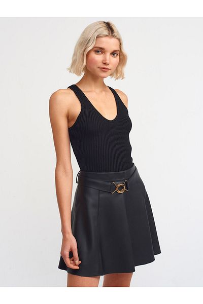 Dilvin 10246 Tricotaj cu nervuri Tricot-negru