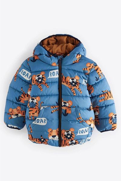Pink Hippo Kids Jachetă puf pentru copii, unisex, cu imprimeu tigru, căptușită cu lână