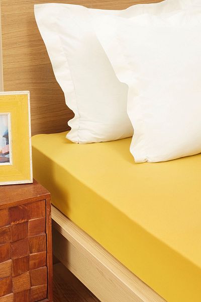 Karaca Home Mustard Combed Cotton Double Fitted Sheet