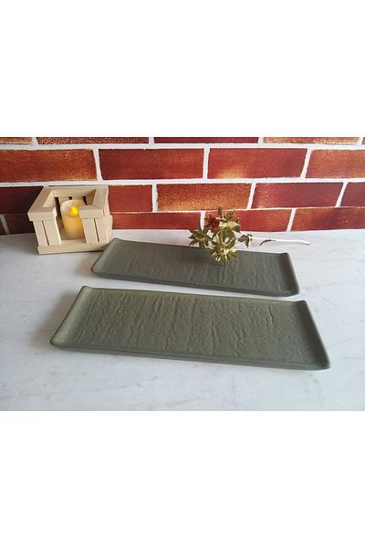 Keramika 33 Cm Natural Stone Boat Presentation 2 Pieces