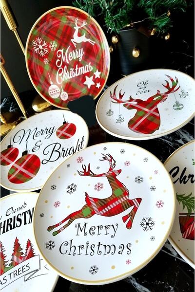 SERAMİKCİ New Year 6 Piece Cake Plate - New Year's Products