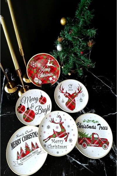 SERAMİKCİ New Year 6 Piece Cake Plate - New Year's Products