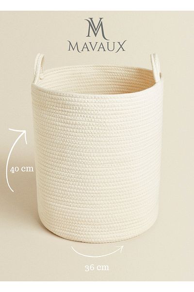MaVaux Large Size 40Cm-36Cm Woven Basket - Side Handle, Wicker, Jute, Organizer