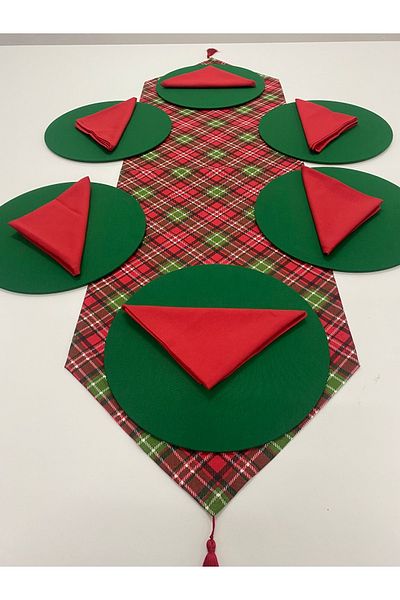 NATURAL HOME New Year's Concept Table Plaid Set