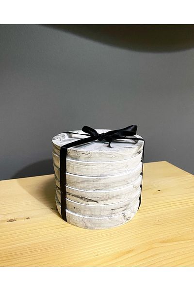 ALMİSH Natural Concrete Coasters 6 Pieces