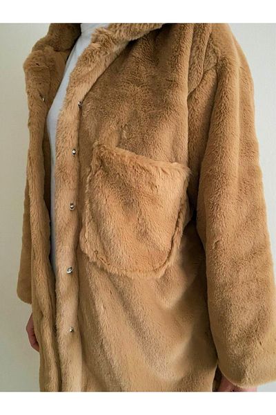 Dk Picck Upp Dk Pick Up Oversize Peluş Mont Camel
