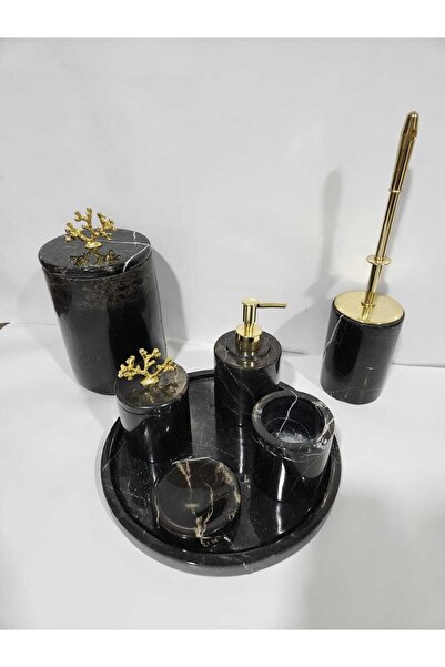SARITAŞ Siyah Mermer Banyo Seti 7 Li