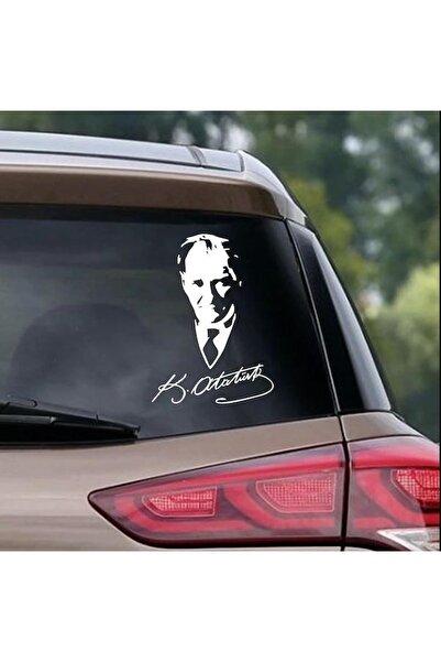 Genel Markalar Mustafa Kemal Atatürk Imzalı Sticker Atatürk Sticker Oto Sticker Beyaz 30cm X 23cm