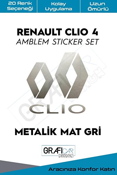 GRAFİCAR مجموعة ملصقات تغطي الشعار المتوافقة مع Renault Clio 4