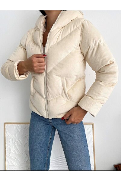 mymodel Kadife Kumaş Kapüşonlu Mont