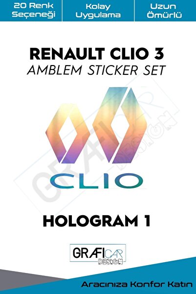 GRAFİCAR مجموعة ملصقات تغطية شعار Renault Clio 3 متوافقة