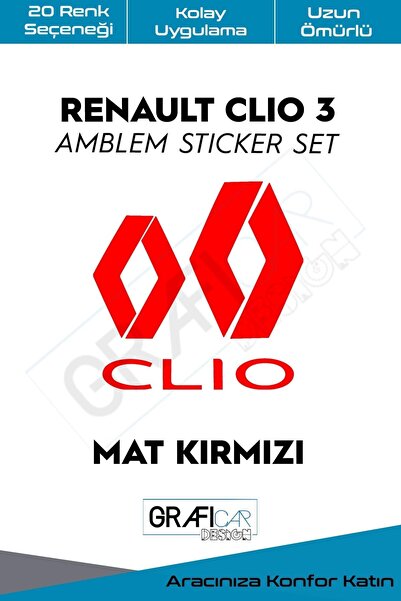 GRAFİCAR مجموعة ملصقات تغطي شعار رينو كليو 3