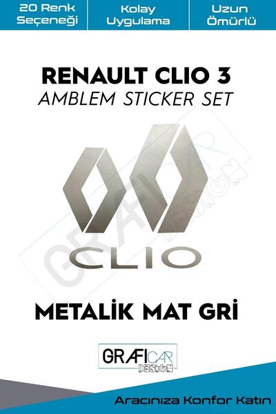 GRAFİCAR مجموعة ملصقات تغطي شعار رينو كليو 3