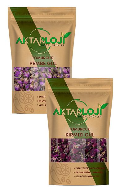 aktarloji 2 Pack Bud Dried Rose 75 Gr Red 75 Gr Pink Total 150 Gr