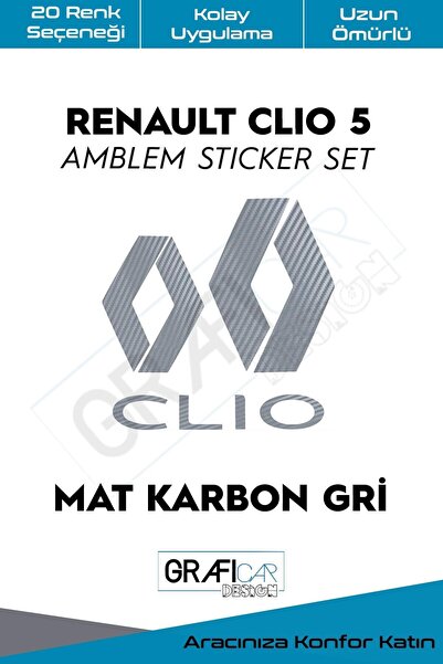 GRAFİCAR مجموعة ملصقات تغطي شعار رينو كليو 5