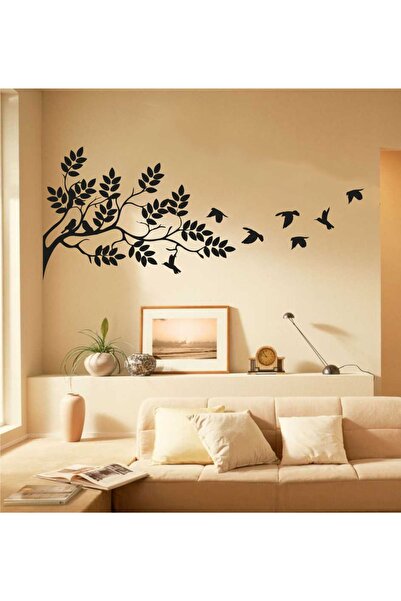 Melek Pazarı ملصق حائط على شكل فرع شجرة وطيور مقاس 60 × 42 سم
