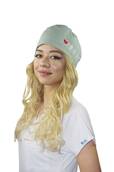 Nur Medikal Giyim Su Yeşili Kalp Ritim Desenli Doktor Hemşire Hastane Medikal...