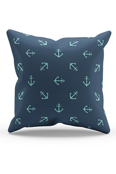 Moud's Double Sided Printed Navy Blue Polka - 5 Patterned Suede Throw Pillow ...