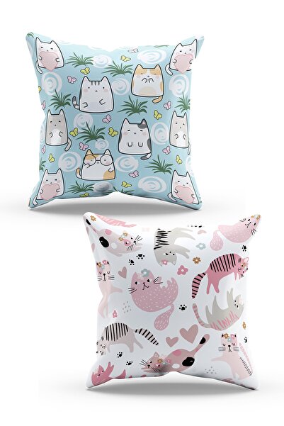 Moud's Двустранно принтирана калъфка за възглавница от велур с котешки мотив,...