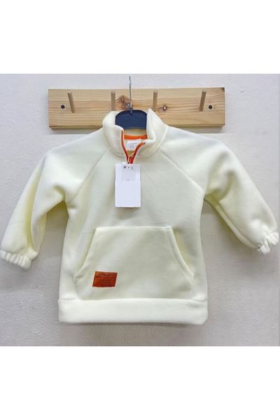 Pink Hippo Kids Unisex Zippered Stand-Up Collar Kangaroo Pocket Children's Fleece Sweatshirt