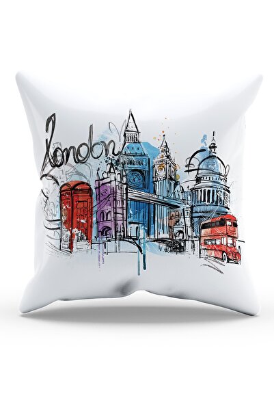 Moud's Double Sided Printed London Pattern Suede Throw Pillow Cover