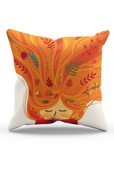 Moud's Çift Tarafı Baskılı Sonbahar - 2 Desenli Süet Kırlent Kılıfı