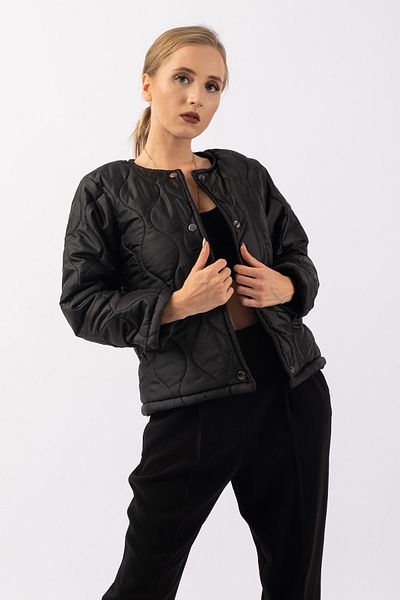 Bold & Young Women's Black Wellsoft Lined Quilted Coat with Snap Fasteners