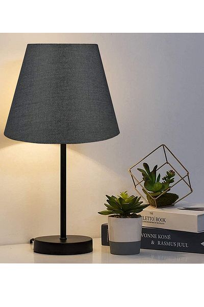 EvLight Black Single Lampshade Metal Table Lamp Black