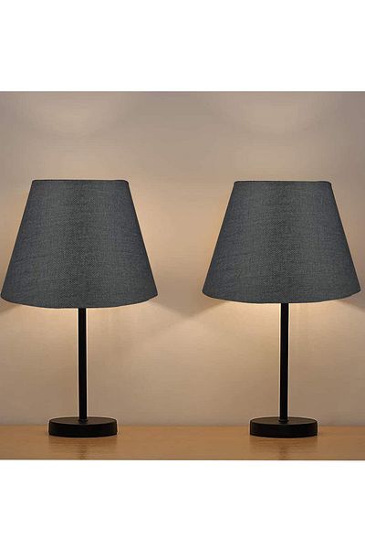 EvLight Black 2-Piece Lampshade Metal Table Lamp Black