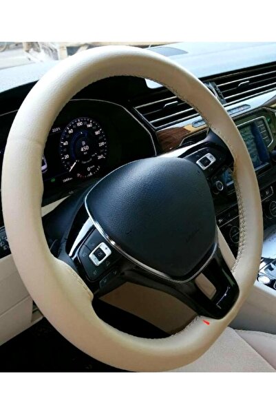Asegaraj Ford Connect Uyumludur Dikmeli Direksiyon Kılıfı Bej Renk(10CM)