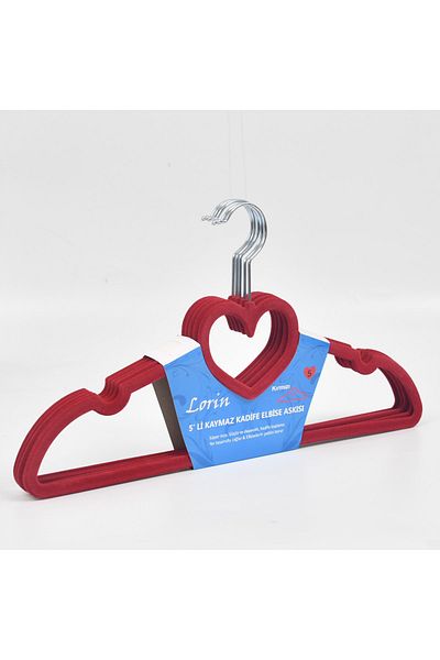 Lorin 5-Piece Velvet Clothes Non-Slip Clothing Wardrobe Hanger Red Color Hanger