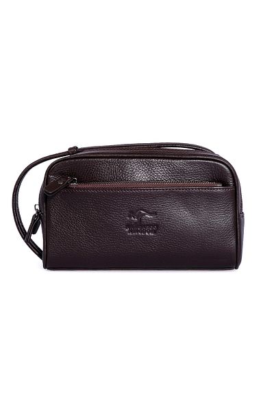 KANGAROO KINGDOM Men's Portfolio & Clutch Handbag Genuine Cowhide Leather Dark Brown 6466-k