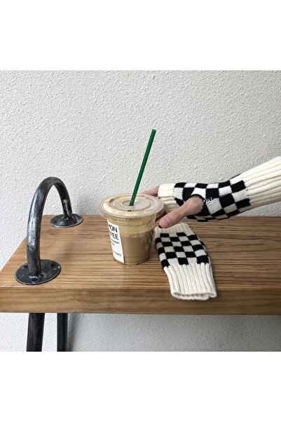 YOS TREND Kadın Damalı Yarım Eldiven Kadın Parmaksız Eldiveni