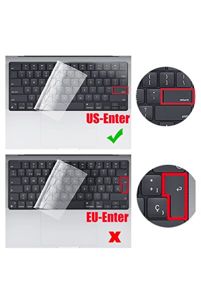 Microcase Macbook Air 13.6 M2 A2681 Mlxw3tu/a Silikon Klavye Koruması Us Şeffaf - Al3193