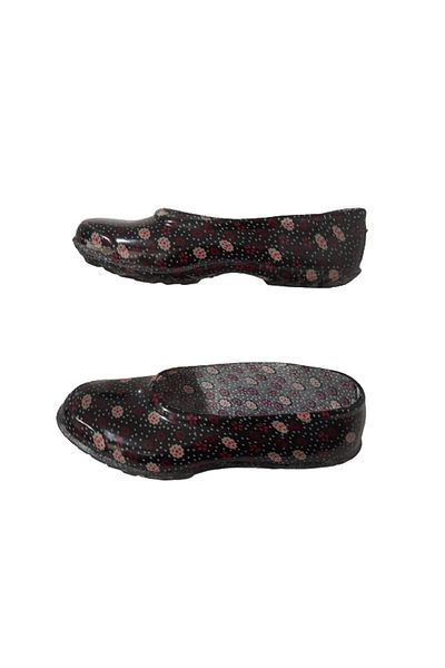 Emek Pantofi de lucru cu talpă anti-alunecare pentru femei, roșu-alb, cu model de flori
