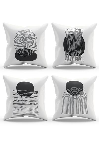 Moud's Double Sided Printed Real Art Patterned 4-Piece Combination Suede Throw Pillow Case
