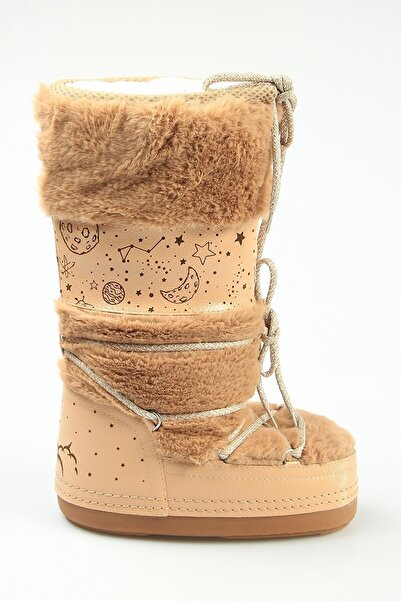 Crash Kadın Kışlık Su Geçirmez Suni Kürklü Kar Botu Nude 37-38