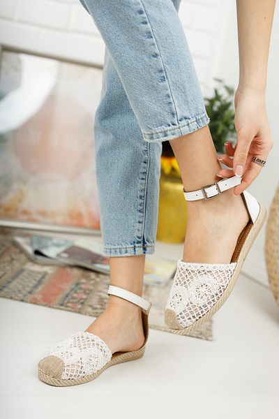 BAKGİY White Lace Women's Lacy Sandals Bg1058-123-0001