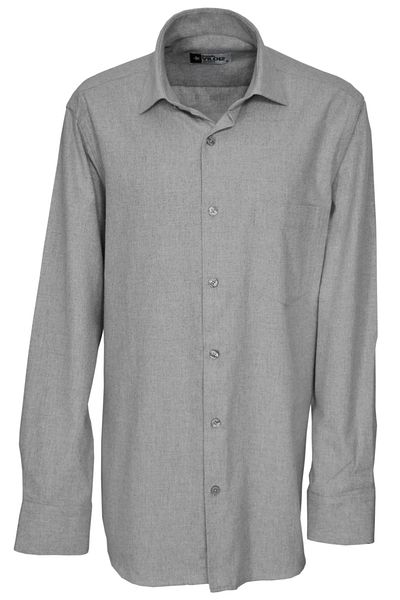 YILDIZ GÖMLEK Light Gray Single Pocket Buttonless Collar Classic Cut Winter Cotton Men's Shirt