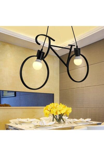 ADALED Bundera Bisiklet Sarkıt Avize Ahşap Ferforje Retro Rustik Ofis Cafe Bar Otel Restaurant Tavan Lamba