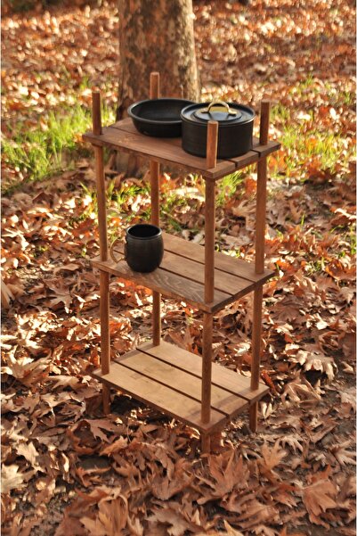 Mvt Wild Katlanabilir 3 Katlı Kamp Rafı - Ceviz