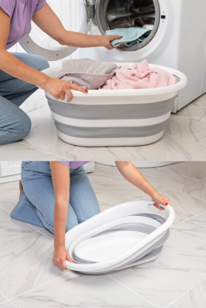 Turnberry 28 L Katlanabilir Akordiyon Çamaşır Sepeti, Yer Tutmaz Çamaşır Selesi