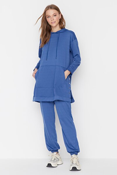 Trendyol Modest Sweatsuit Set - Navy blue - Relaxed