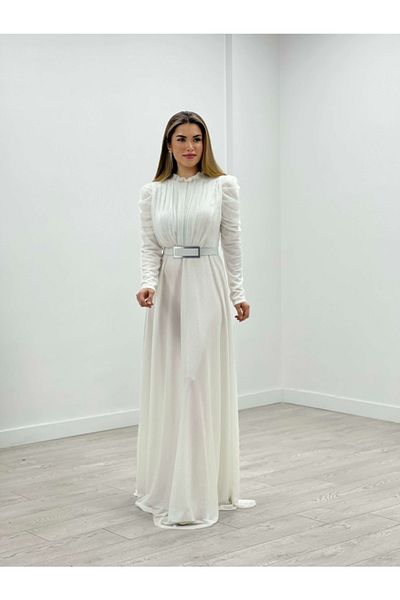 giyimmasalı Rochie de seara cu stralucire din tul stralucitor - alb