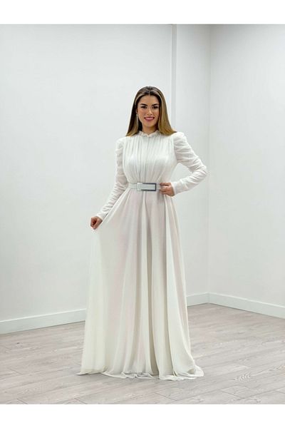 giyimmasalı Rochie de seara cu stralucire din tul stralucitor - alb