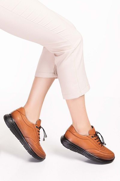 Gondol Inside and Outside Genuine Leather Faylon Sole Lightweight Sports Shoes Es.110 - Tan - 38