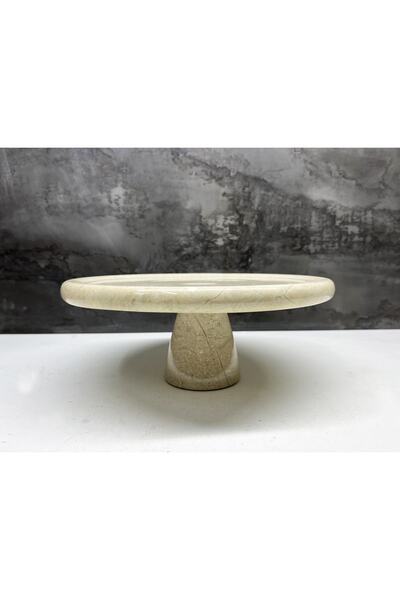 Modestmar Natural Beige Marble Cake Stand - Cake Presentation - Marble Leg