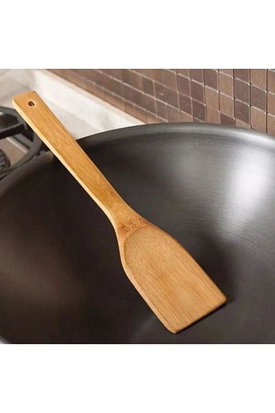 Getto Store 3 Pieces Bamboo Spatula, Heat Resistant, Turner Spatula, Long Handle Kitchen Non-Stick Cooking Utensil