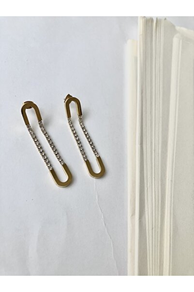 STOLIA Oval Suyolu Zirkon Çelik Küpe