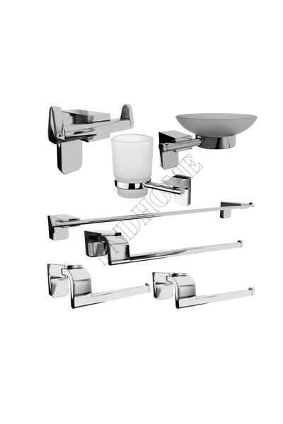 FNDHOME Krom Lux 7 Li Banyo Seti Açık Wc , Bornoz Askılık, Solo Kağıt Havlulu...